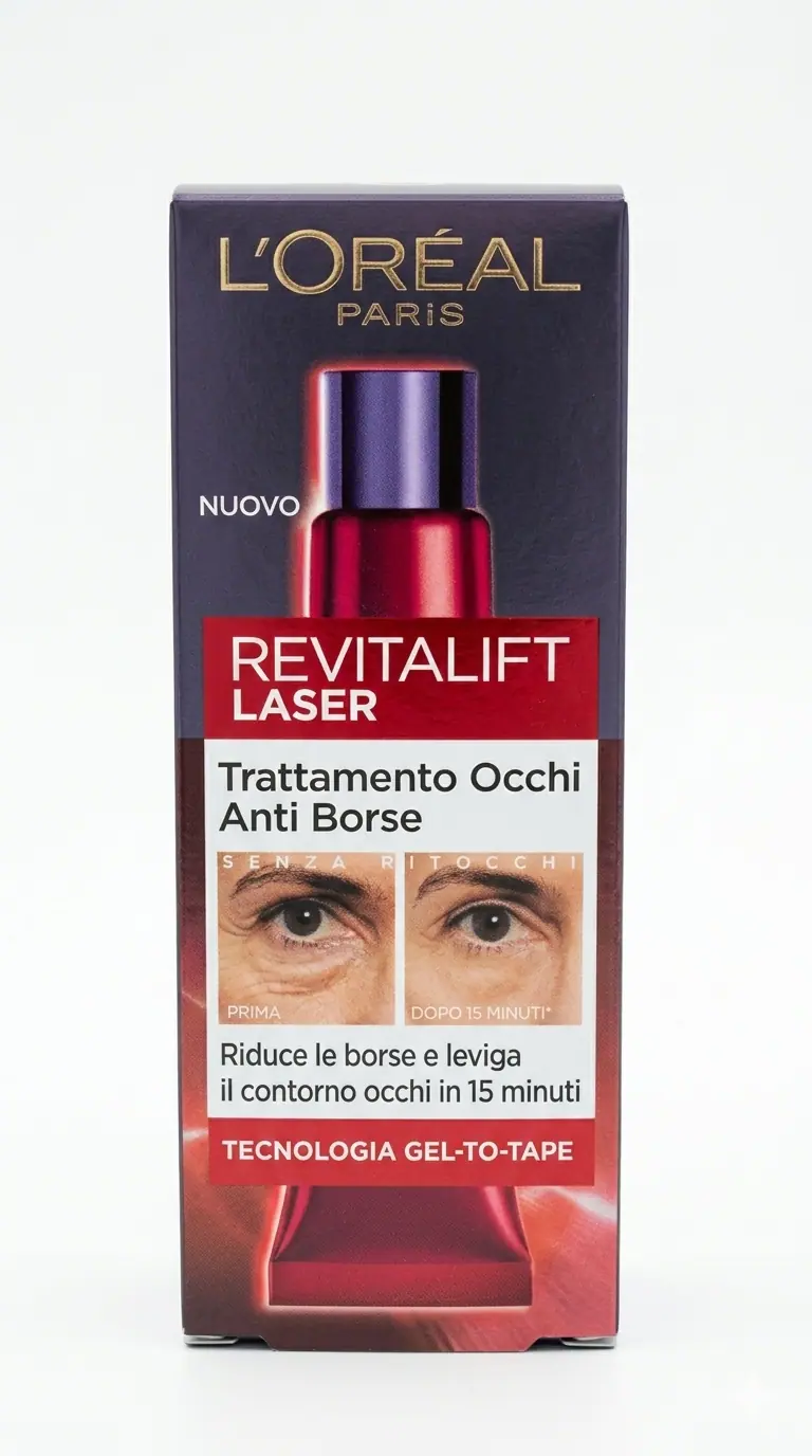 L’Oréal Paris Revitalift Laser Trattamento Occhi Anti-Borse 15ml – Tecnologia Gel-to-Tape – Effetto Liftante e Sguardo Riposato