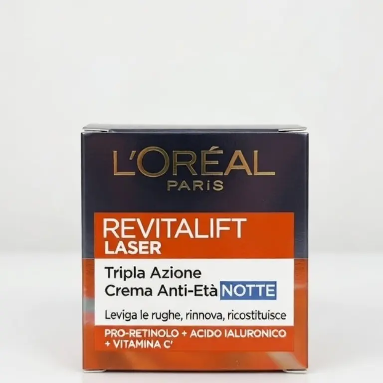 L’Oréal Paris Revitalift Laser X3 Crema Notte Anti-Rughe 50ml – Tripla Azione Anti-Età – Con 3% Pro-Xylane e Centella Asiatica