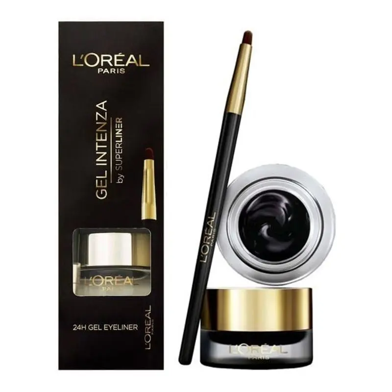 L'Oréal Paris Super Liner Gel Intenza Pure Black | Eyeliner in Gel, Tratto Modulabile, Pennello Professionale Incluso