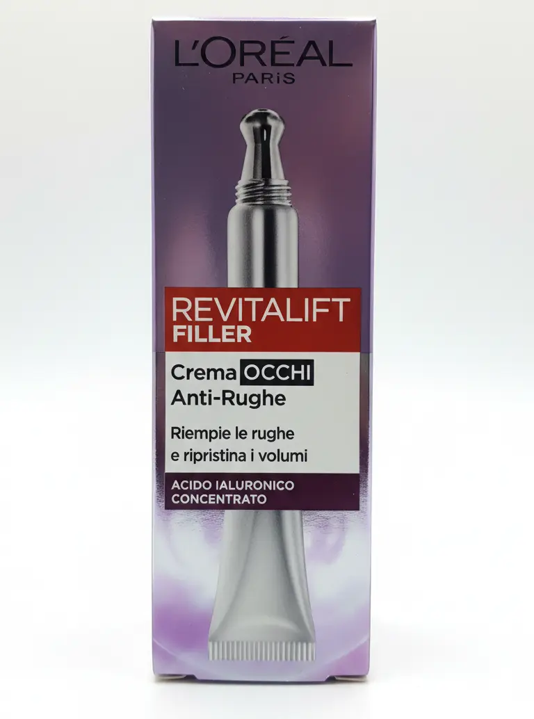 L'Oréal Revitalift Filler Siero Occhi 20ml | 1.5% Acido Ialuronico + 1% Caffeina | Triplo Roller | Anti-Occhiaie e Rughe | Risultati in 2 Settimane
