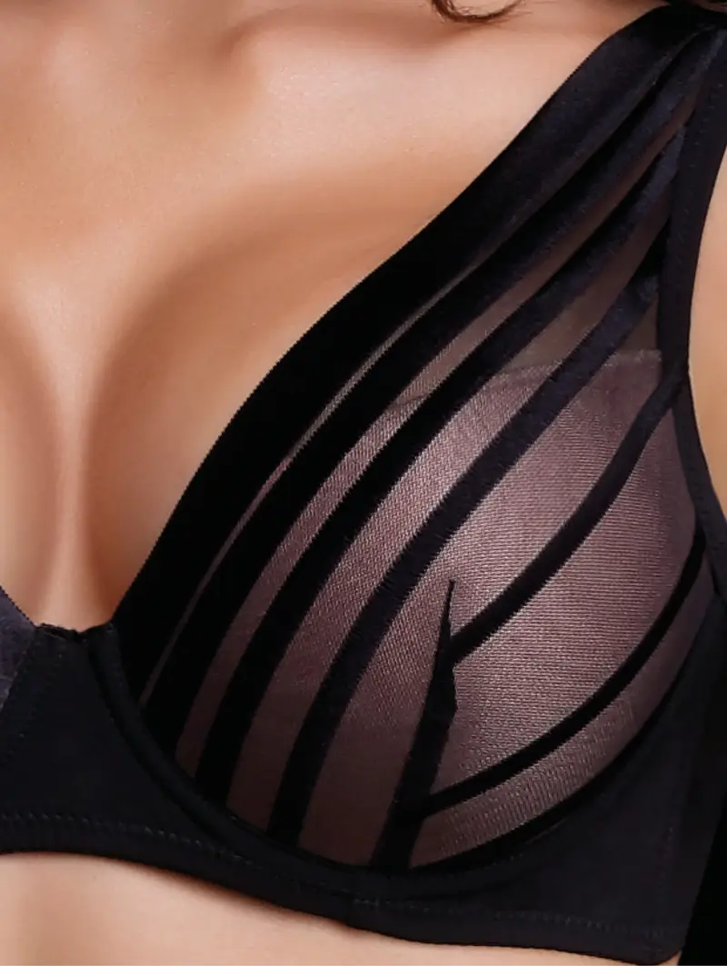 LoveAndBra JOY Reggiseno Balconcino Tulle e Microfibra – Imbottito Invisibile Sostegno Naturale
