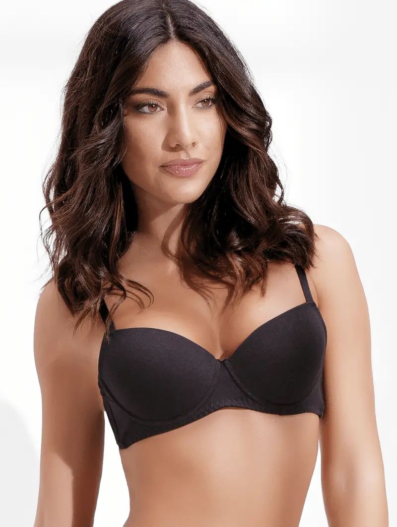 LoveAndBra Reggiseno Balconcino LOLE - Cotone Elasticizzato, Pizzo e Imbottitura Leggera