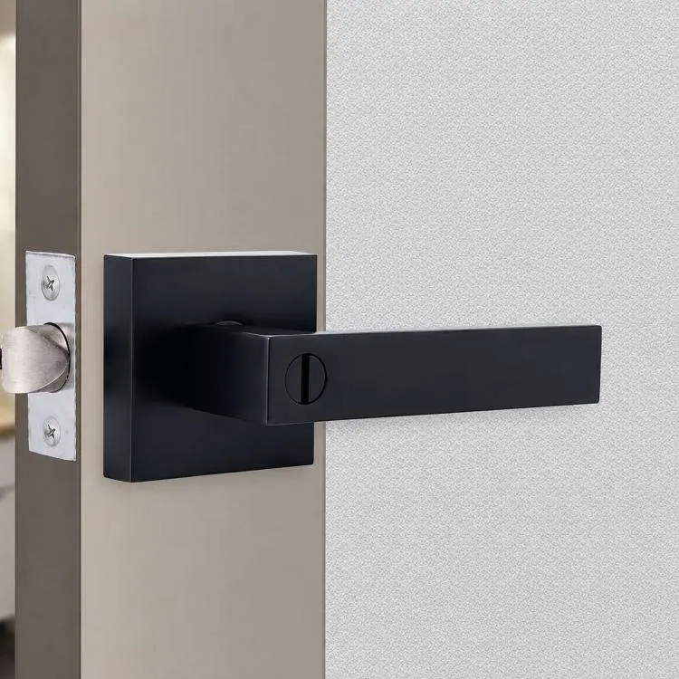 Maniglia a leva quadrata per porta con serratura, serratura per porta interna in lega di zinco resistente.