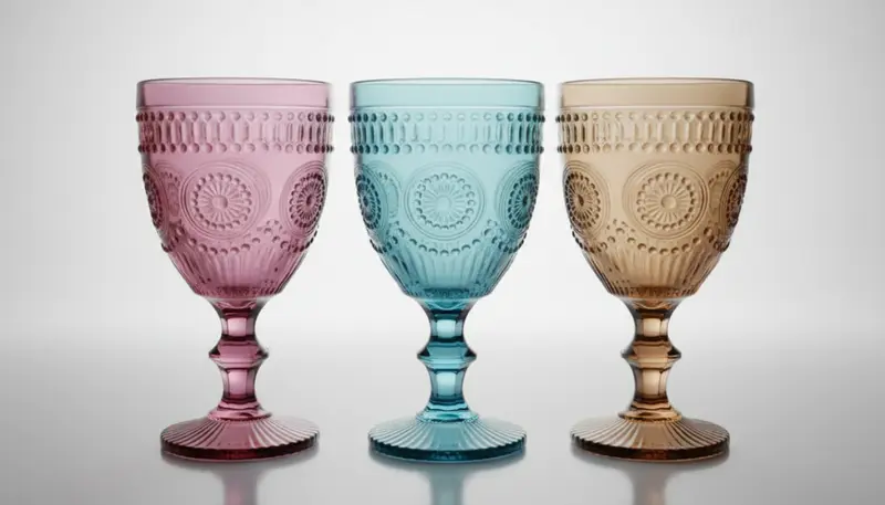 MastroBianco Set 6 Calici in Vetro Colorato 350ml | Bicchieri con Stelo per Vino e Acqua | Design Moderno in Vetro Colorato in Pasta