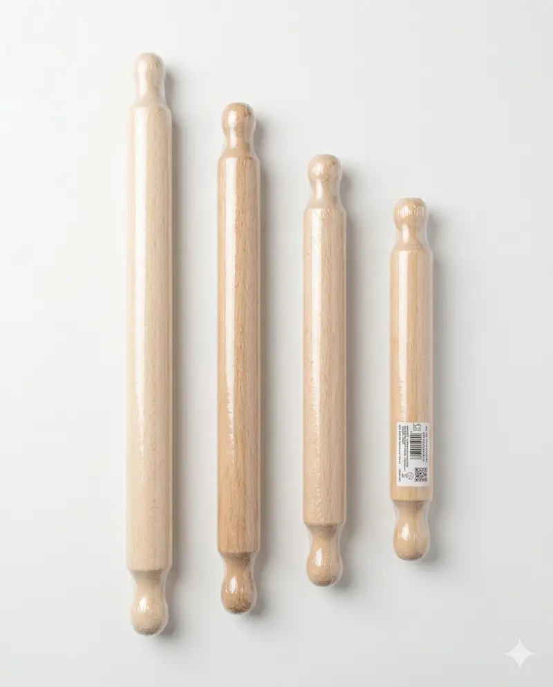 Mattarello Professionale MEETING in Legno Naturale – Varie Misure (32, 38, 48, 58, 70 cm) – Ideale per Pasta Fresca, Pizza e Sfoglia – Senza Manici Tradizionale