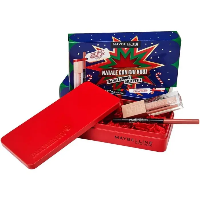 MAYBELLINE Cofanetto Labbra Edizione Limitata | Lifter Gloss (Acido Ialuronico) + Matita Dusty Rose | Rimpolpante & Definizione | Scatola Latta