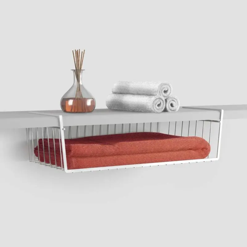 Metaltex Babatex Cestello Sottoripiano | Salvaspazio Armadi & Mensole | 46x45x17cm Bianco | Filo di Ferro con Rivestimento LDPE | Made in Italy