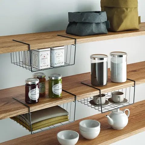 Metaltex Cesto Sottopiano Kanguro | Organizer Multiuso 14x30x14cm | Protezione Antiruggine | Salvaspazio per Cucina, Dispensa, Bagno | Bianco