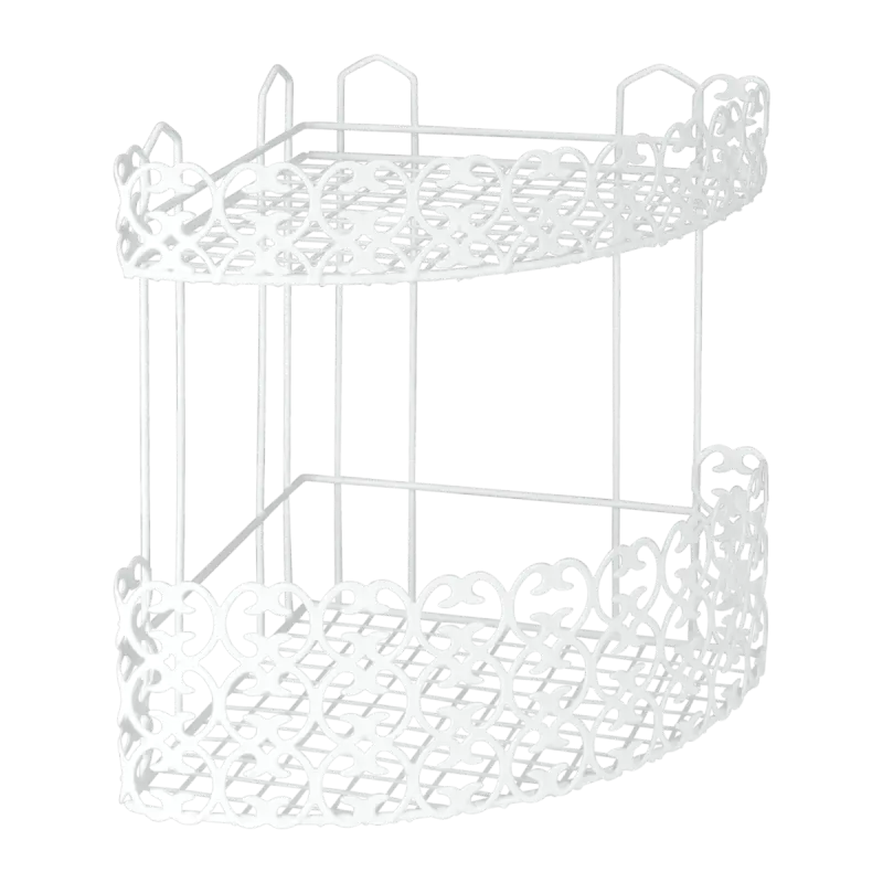 Metaltex Florenz Mensola Angolare 2 Piani | Salvaspazio 25x25x31cm Bianco | Lamiera & Filo con Rivestimento LDPE | Per Cucina, Bagno, Dispensa | Made in Italy