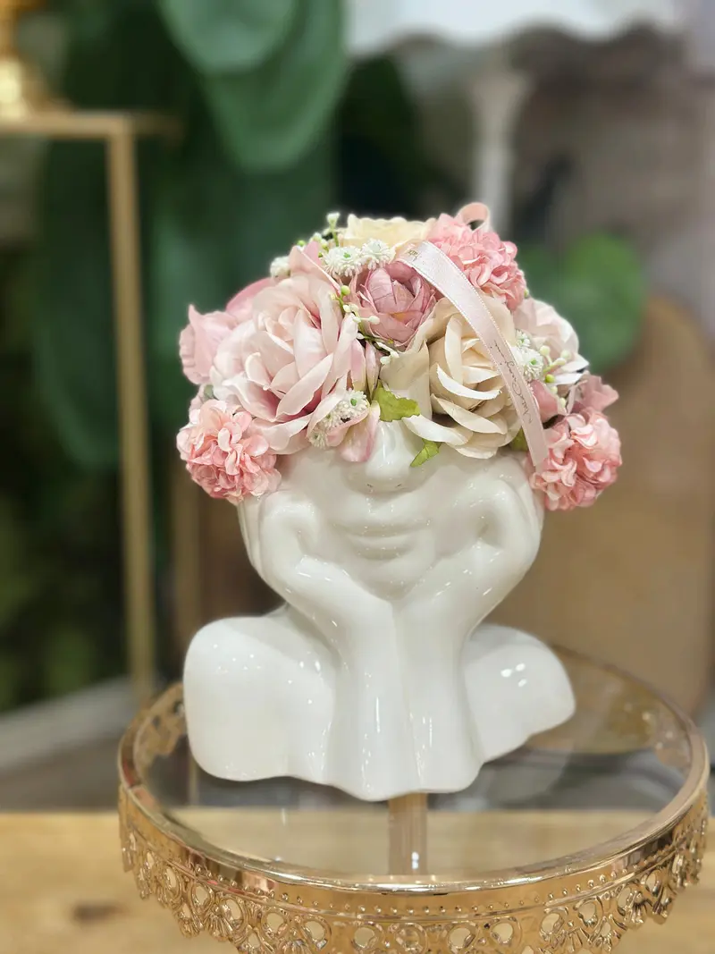 Mezzo Busto in Ceramica Sogno Fiorito con Fiori – Mata Creazioni