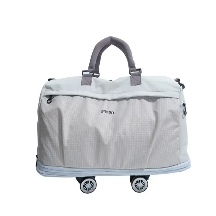 Missrr Expandable Rolling Travel Duffel Bag With Detachable Wheels Nylon Weekender Carry On Bag