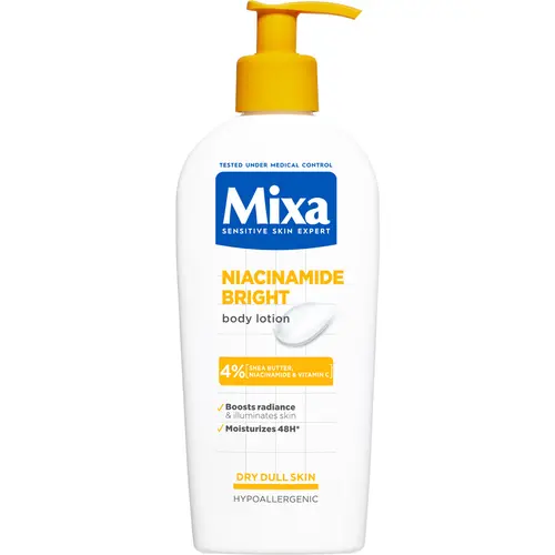 Mixa Niacinamide Bright Lozione Corpo 250ml – 4% Niacinamide e Vitamina Cg Illuminante