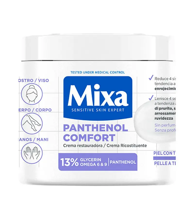Mixa Panthenol Comfort Crema Ricostituente 400ml – 13% Glicerina, Omega 6-9 e Pantenolo
