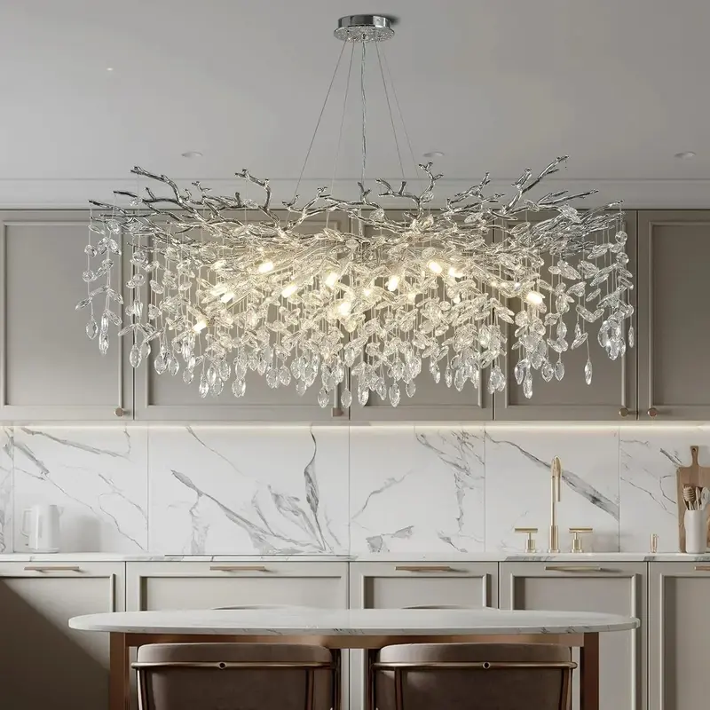 Modern Chrome Or Gold Crystal Chandelier