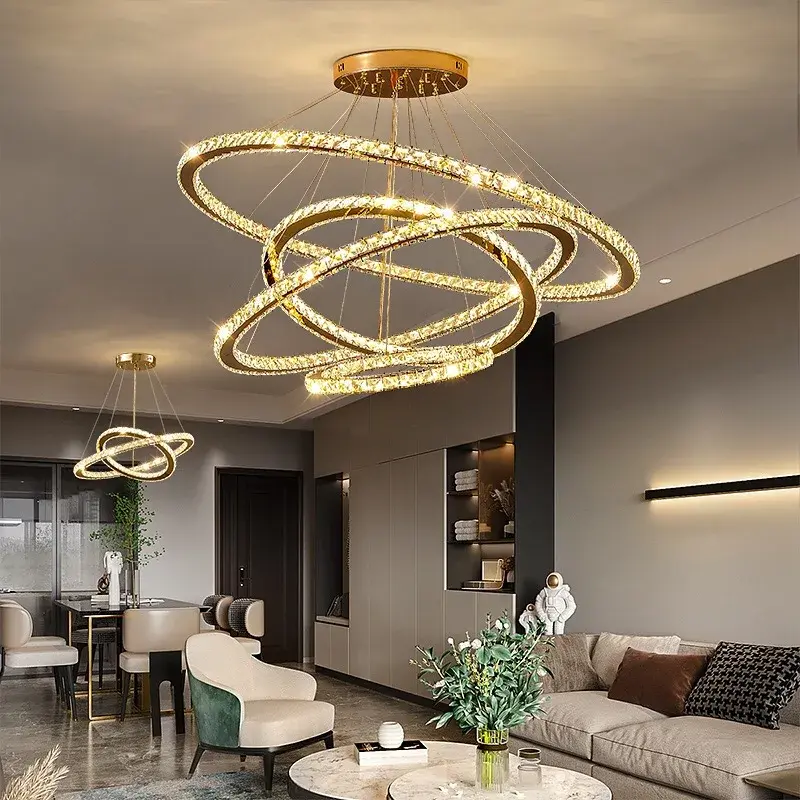 Modern Crystal Circle Chandeliers
