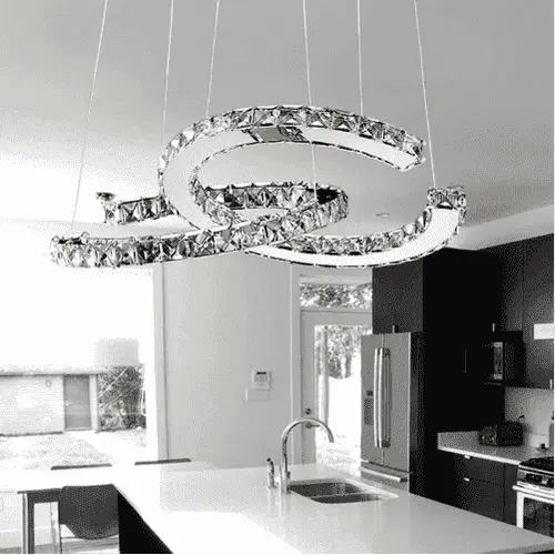 Modern Crystal Double C Pendant Light Fixture