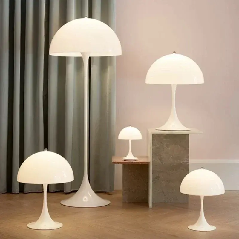 Modern White Mushroom Table And Floor Lamp