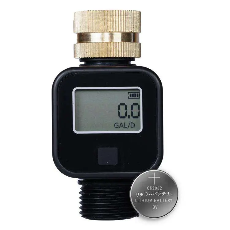 MOES TWM-SGS05-US LCD Display Pure Brass Inlet and Outlet Water Flow Meter, US Standard Thread