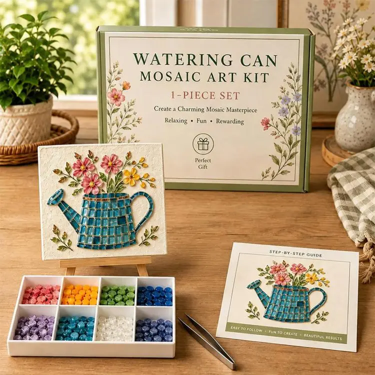 Mosaic Art DIY Craft Kit Creative Handmade Decor Gift, Watering Can, Hummingbird, Butterfly, Dragonfly, Sunflower, Wildflower, Bee, Ladybug