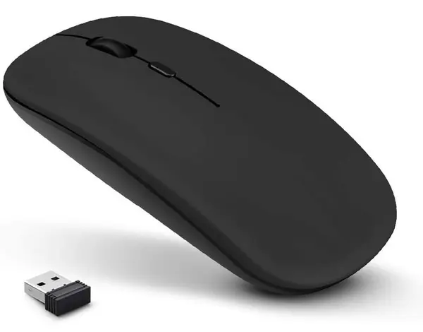 Mouse wireless nero con batteria ricaricabile incorporata
