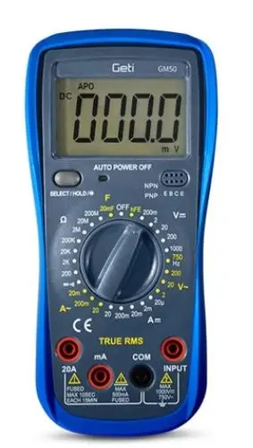 Multimetro digitale con puntali e sonde di temperatura Geti GM50G