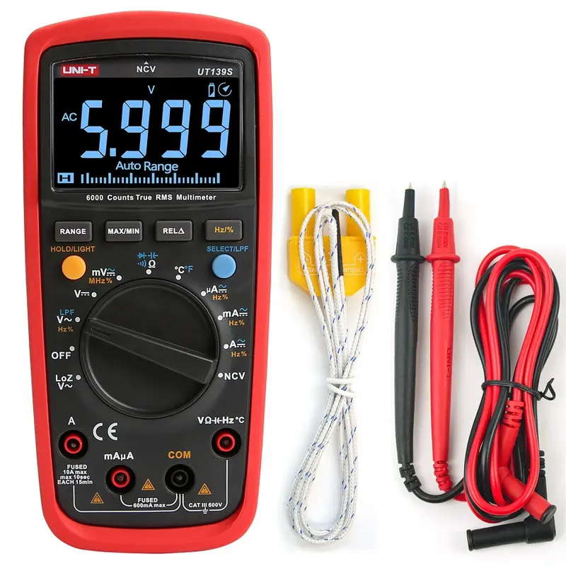 Multimetro digitale UT139S UNI-T con puntali e funzione NCV