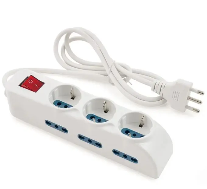 Multipresa 9 posizioni con 3 Schuko e 6 bipasso con interruttore