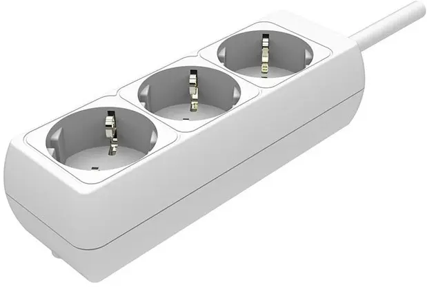 Multipresa schuko 3 posti con protezione bambini e cavo bianco