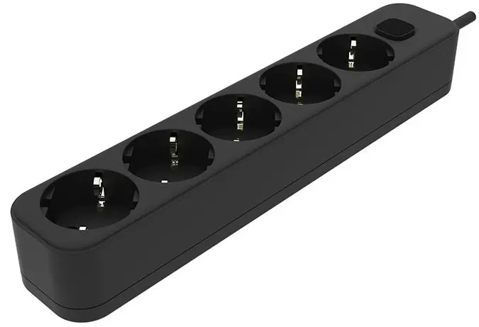 Multipresa schuko 5 posti nera con interruttore