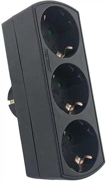 Multipresa tripla 16A 3680W nera con 3 prese Schuko Vito Triplo-S