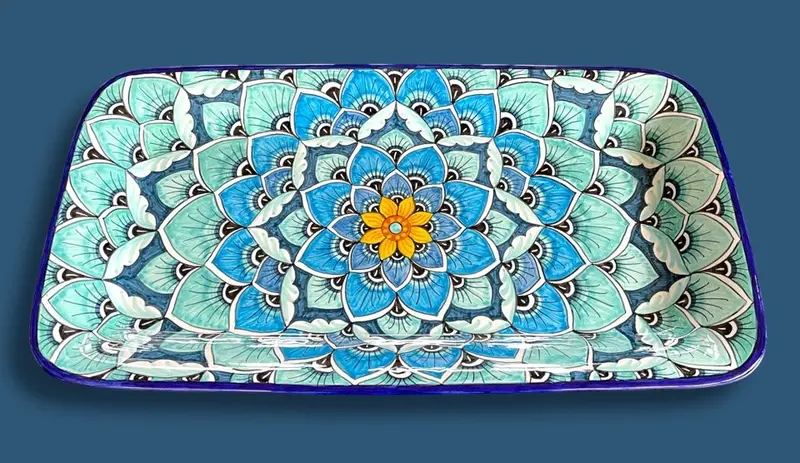 N2025-8 – Hand-Painted Deruta Rectangular Platter, 43cm