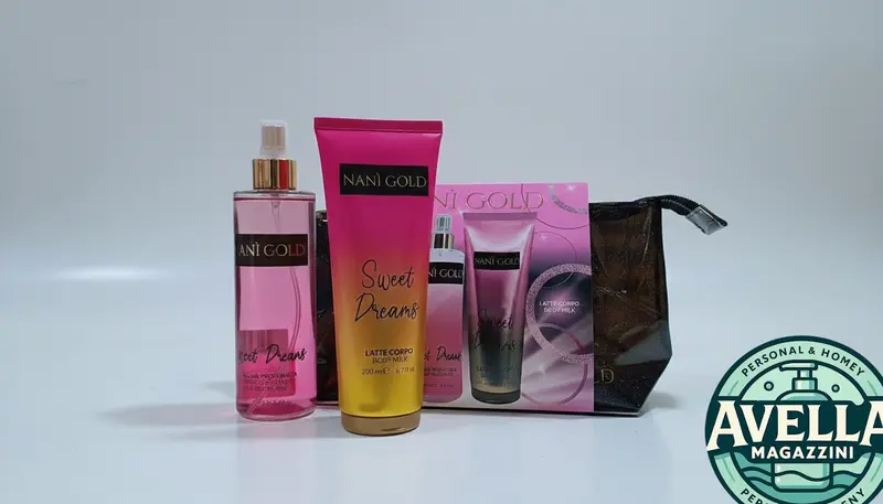 NANI GOLD Sweet Dream Borsello Regalo | Set con Acqua Profumata Body Fragrance e Latte Corpo Body Milk