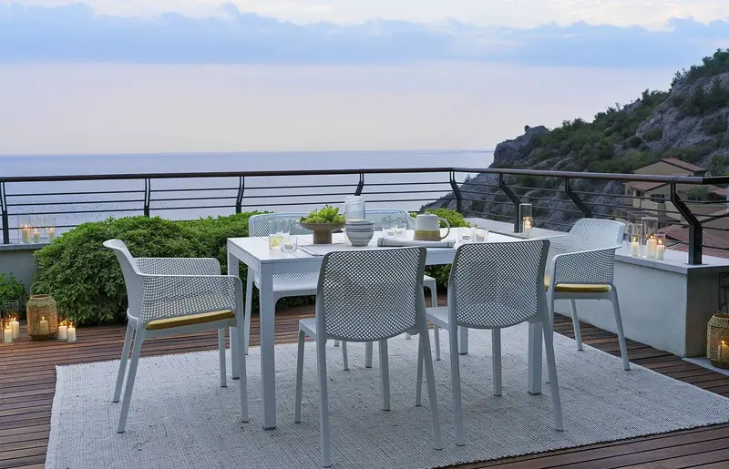 Nardi set tavolo pranzo da esterno Rio ALU 140 con sedie Net e Bit