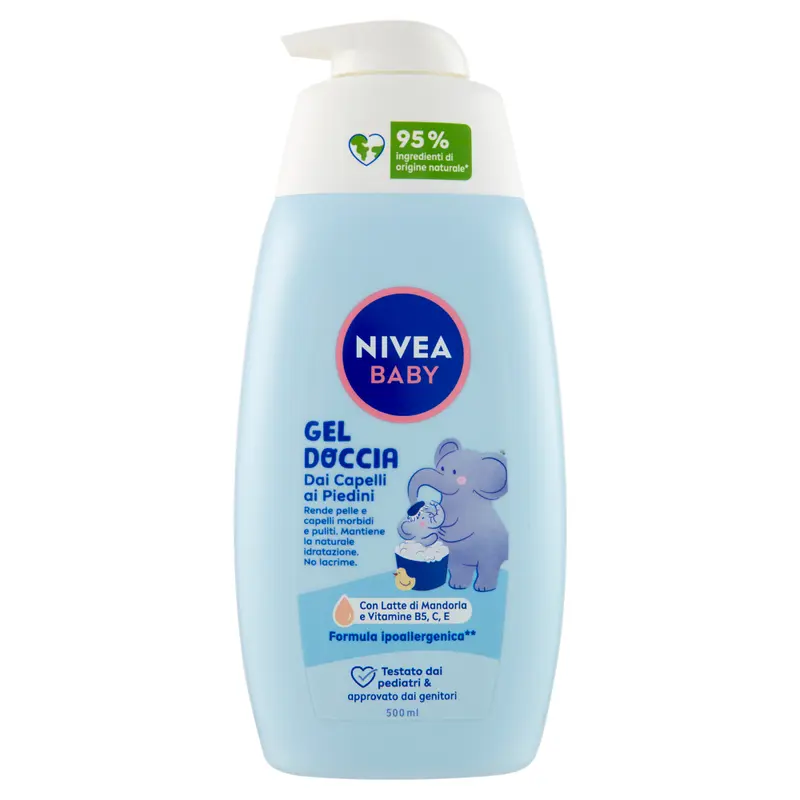 Nivea Baby Gel Doccia Dolce Nanna dai Capelli ai Piedini 500ml | Con Tecnologia Sleep Essence™ e Latte di Mandorla | Formula No Lacrime Ipoallergenica | Vegano e Biodegradabile