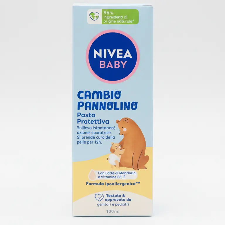 NIVEA BABY Pasta Protettiva Cambio Pannolino 100ml – Solievo Istantaneo – Ipoallergenica – 96% Ingredienti Naturali