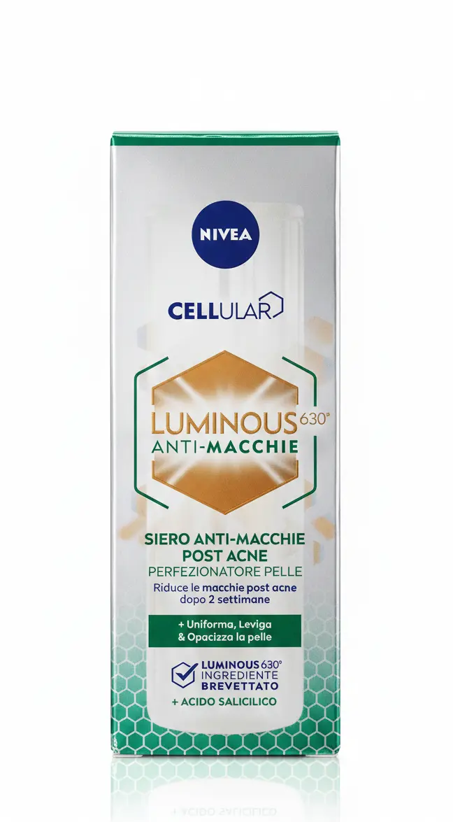 Nivea Cellular Luminous630 Siero Anti-Macchie Post-Acne 30ml | Con Acido Salicilico, Tè Verde e Acido Ialuronico | Riduce Macchie Rosse e Scure | Per Pelle Grassa e Imperfezioni