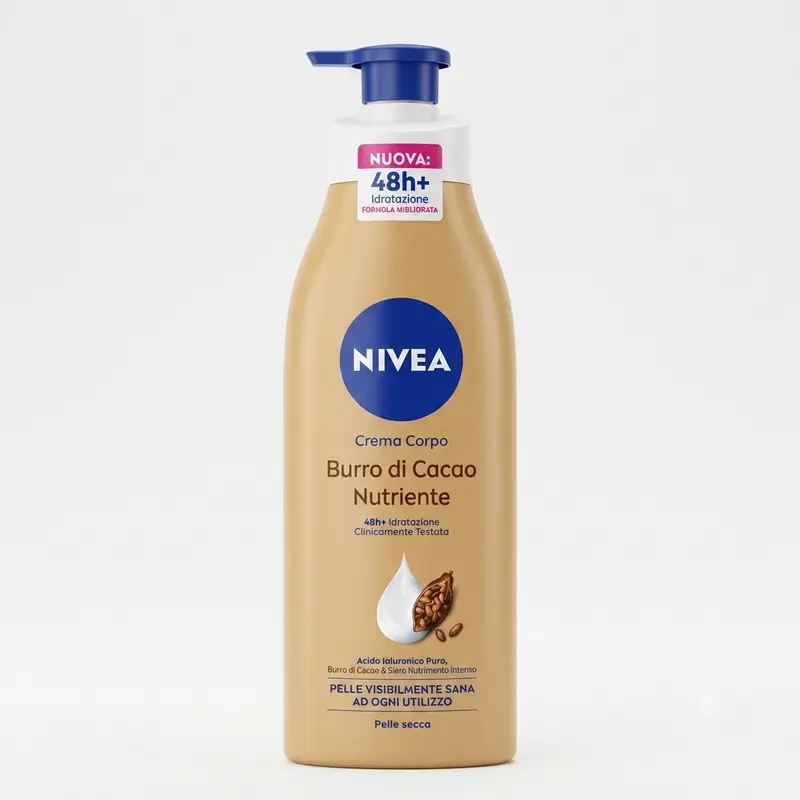 NIVEA Crema Corpo Burro di Cacao Nutriente 400ml – Idratazione 48h+ per Pelle Secca con Acido Ialuronico