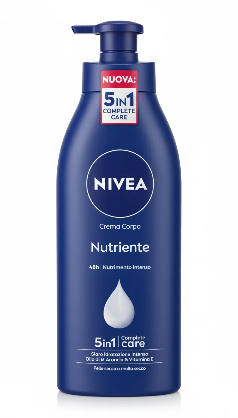 NIVEA Crema Corpo Nutriente 5in1 500ml Fluido Idratante 48h con Olio di Mandorla e Vitamina E per Pelle Secca e Molto Secca Maxi Formato con Dispenser Avella Magazzini