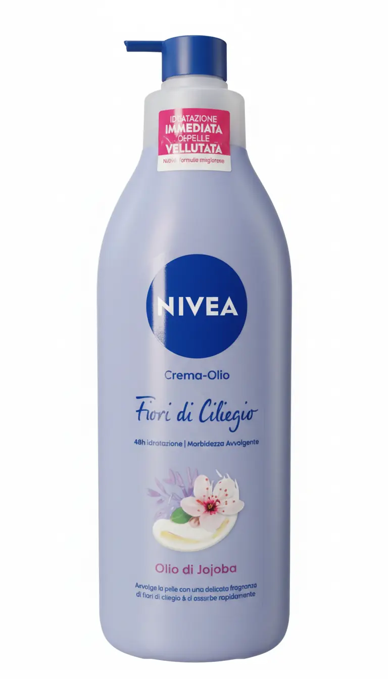 NIVEA Crema-Olio Fiori di Ciliegio & Olio di Jojoba 400ml – Trattamento Corpo Idratante 48h Profondo ad Assorbimento Rapido per Pelle Secca e Luminosa