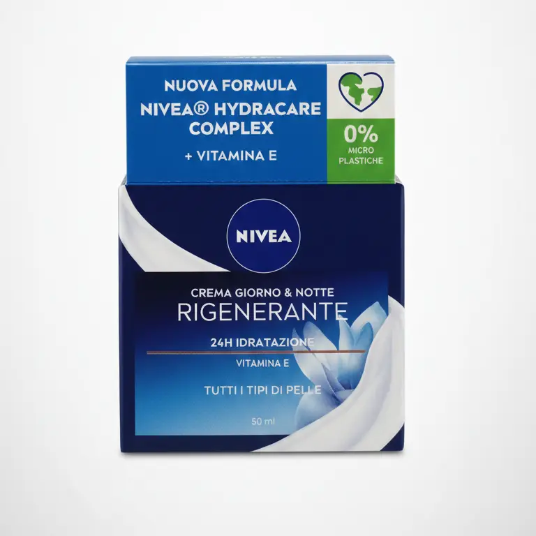 NIVEA Crema Viso Giorno e Notte Rigenerante 50 ml | Idratazione 24H con Vitamina E e NIVEA® Hydracare Complex | Per Tutti i Tipi di Pelle | 0% Microplastiche