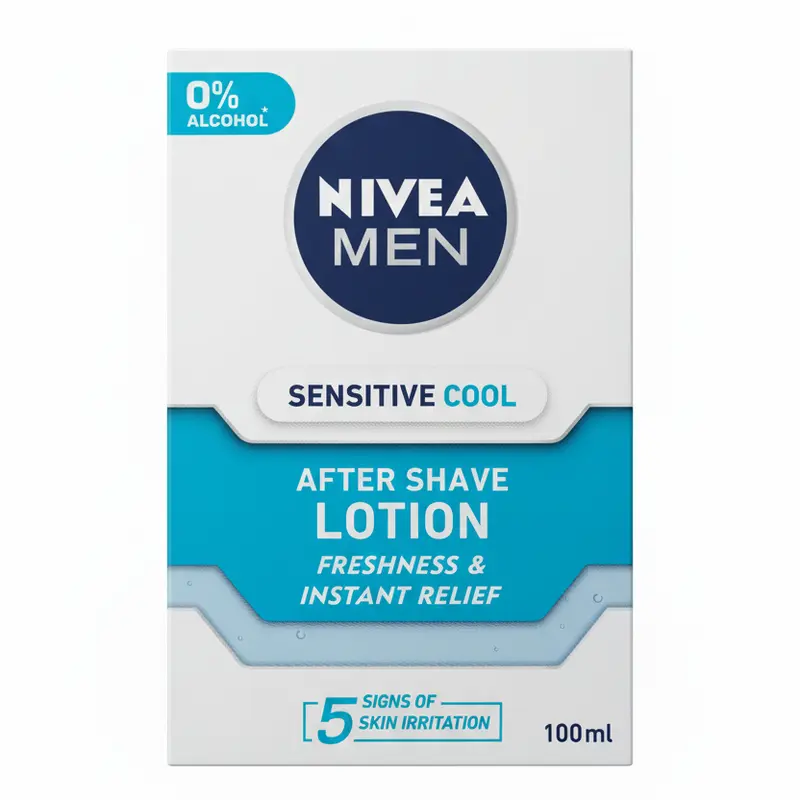 Nivea Men Sensitive Cool Lozione Dopobarba 100ml – 0% Alcool con Camomilla ed Estratti Marini – Soluzione Anti-Irritazione
