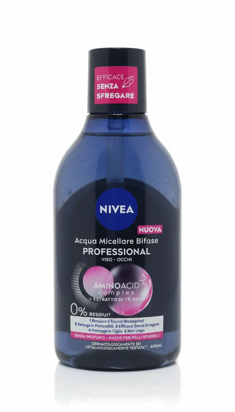 NIVEA MicellAIR Professional Acqua Micellare Bifase | 400 ml | Struccante Waterproof con Tè Nero e AminoAcid Complex – Pulizia Profonda Senza Residui