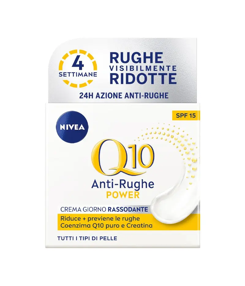 Nivea Q10 Power Crema Giorno Antirughe Rassodante 50ml | Con Coenzima Q10 Puro e Creatina | SPF 15 Protezione UVA/UVB | Per Tutti i Tipi di Pelle