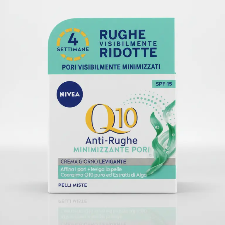 Nivea Q10 Power Crema Giorno Antirughe SPF 15 per Pelli Miste 50ml | Minimizzante Pori con Coenzima Q10 Puro ed Estratti di Alga | Azione Levigante e Protettiva
