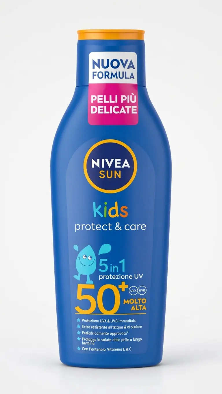 NIVEA SUN Kids Protect & Care SPF 50+ Latte Solare 200ml | Protezione Molto Alta Bambini | Extra Resistente con Pantenolo e Vitamine