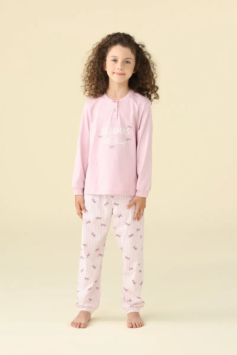 Noi di Notte Pigiama Lungo Serafino Cotone Bimba FE2603