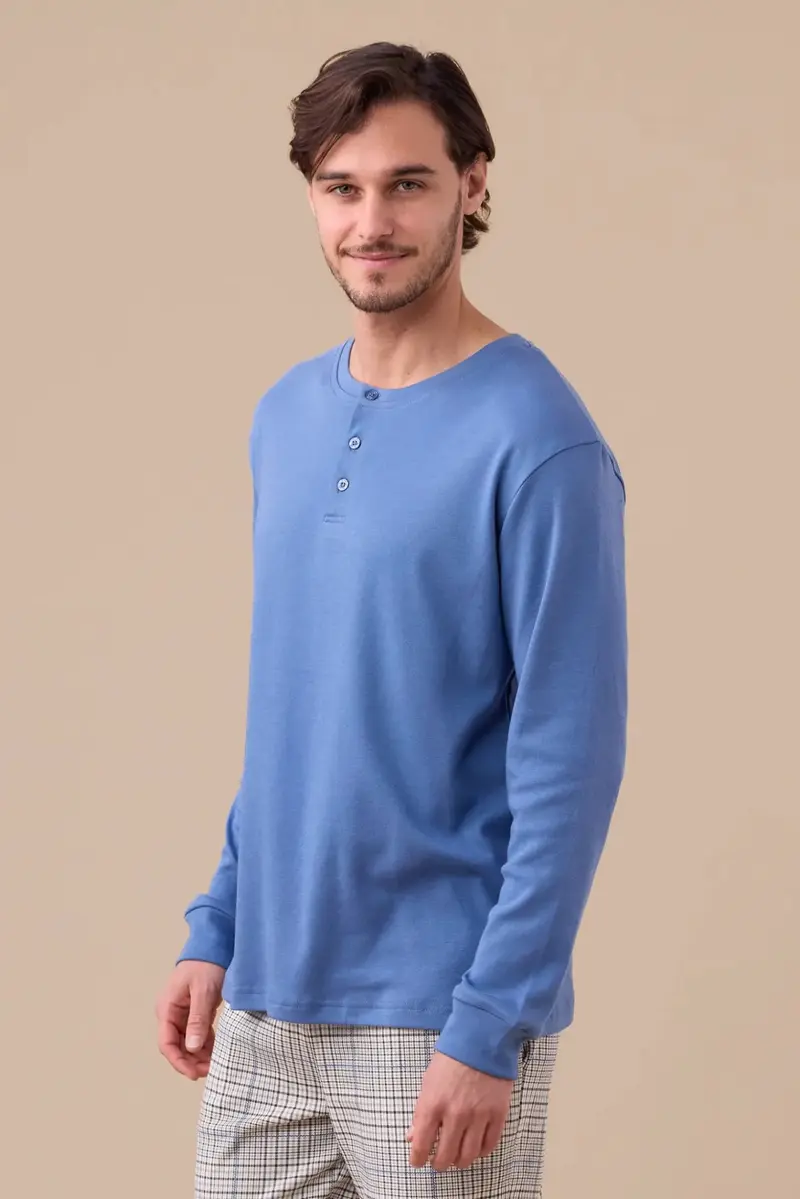 Noi di Notte Pigiama Serafino Caldo Cotone Uomo FC3136