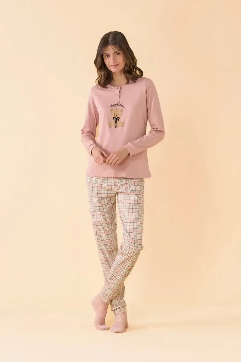 Noi Di Notte Pigiama Serafino Donna Caldo Cotone FA9744