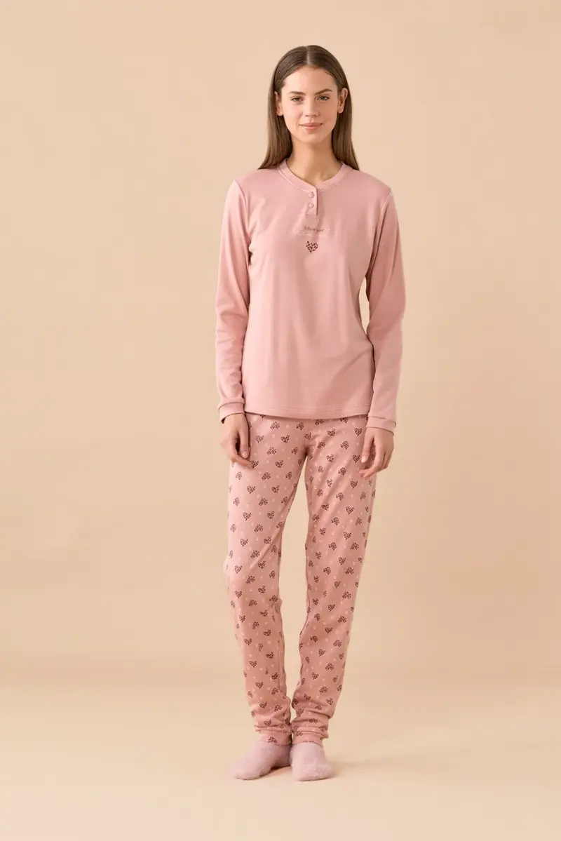 Noi Di Notte Pigiama Serafino Felpato Donna FA9786