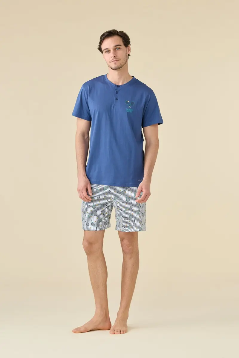 Noi di Notte Pigiama Serafino Uomo Cotone M/C P/C FC3264